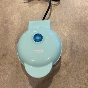 DASH Mini Waffle Maker 4" Waffle Mold‎ Nonstick Waffle Iron Quick Heat Up, Aqua